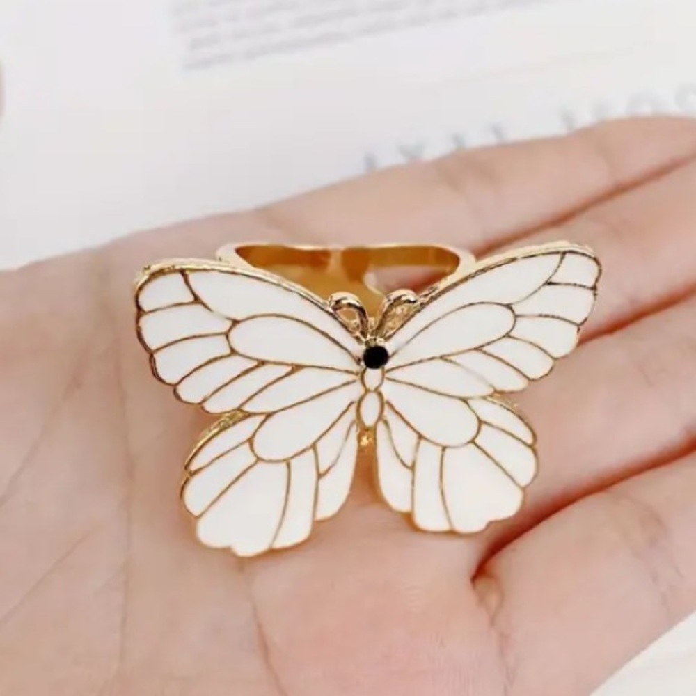 Scarf Slide in Gold & White Butterfly